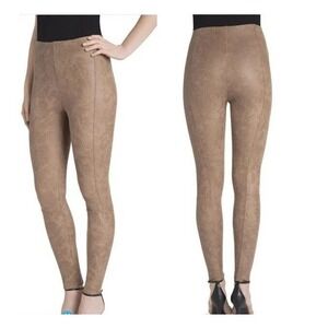 LYSSE Faux Suede Leggings Brown NWT Stretch Hi-Waist Moto StyleVegan M